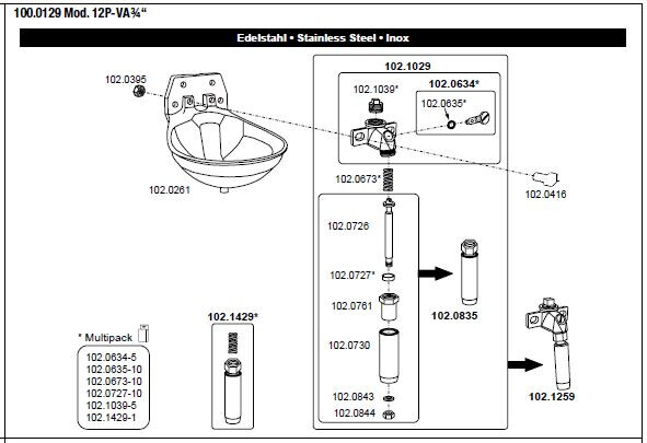 Drinkbak model 12 P 3/4'' inox - Suevia - 4025338061017|_|SU1000129|_|100.0129