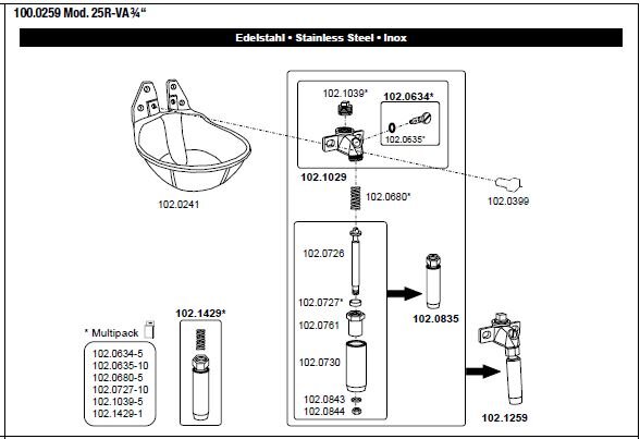 Drinkbak model 25 R 3/4'' inox - Suevia - 4025338061048|_|0660026|_|SU1000259|_|100.0259