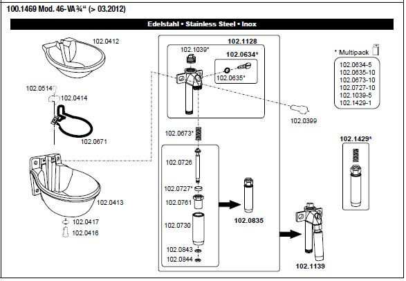 Drinkbak model 46 verwarmbaar 3/4'' inox - Suevia - 4025338061109|_|0660047|_|SU1001469|_|100.1469