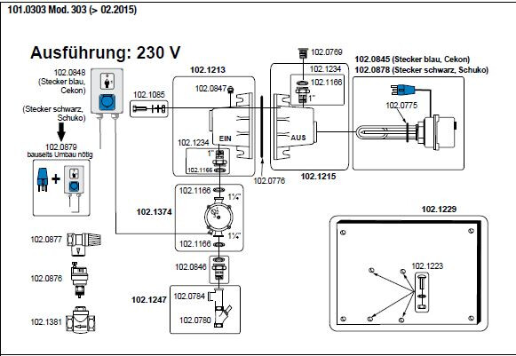 Warm watercirculatie-unit 303 220 volt - Suevia - 4025338000726|_|0660303|_|SU1010303|_|101.0303