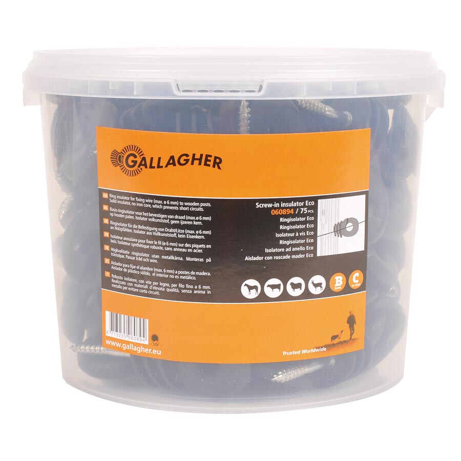 Schroef-ringisolator Economy hout       75stuks - GALLAGHER - 8713235060894|_|060894GAL|_|060894
