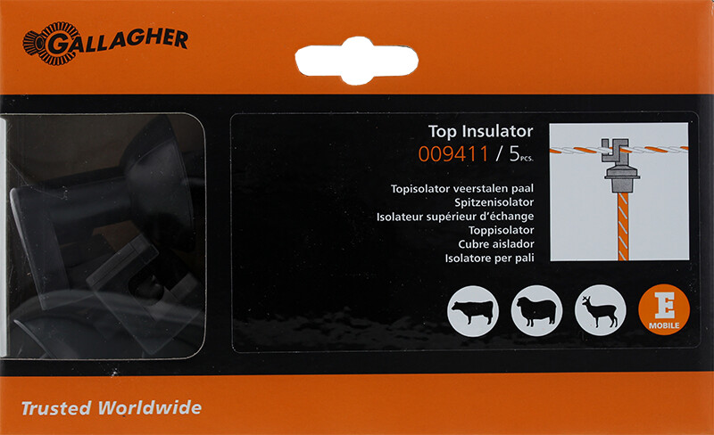Topisolator voor veerstalen paal 5stuks - GALLAGHER - 8713235009411|_|009411GAL|_|009411