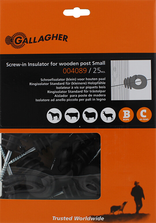 Schroefisolator BS hout klein 25 stuks - GALLAGHER - 8713235004089|_|004089GAL|_|004089