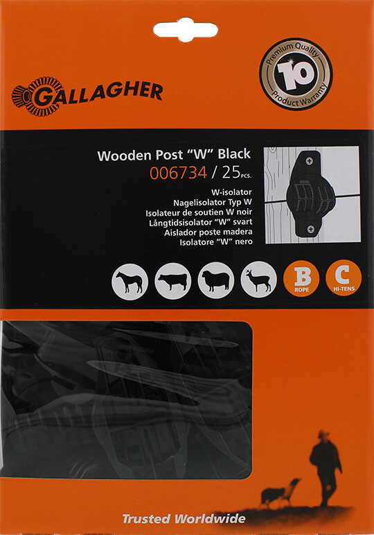 W-Isolator zwart 25stuks - GALLAGHER - 9414701006734|_|006734GAL|_|006734