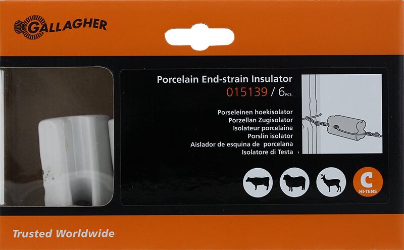 Porseleinen rol hoekisolator wit 6stuks - GALLAGHER - 8713235015139|_|015139GAL|_|015139