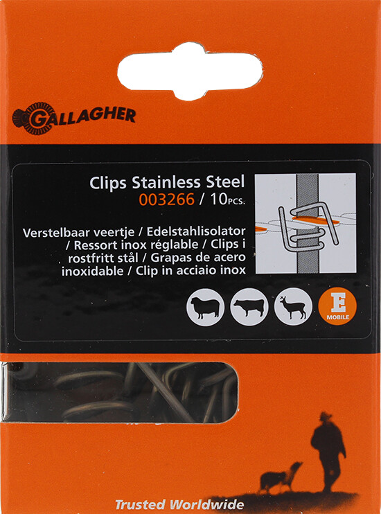 Verstelbaar RVS veertje voor kunststof  paal 13mm 10stuks - GALLAGHER - 8713235003266|_|003266GAL|_|003266