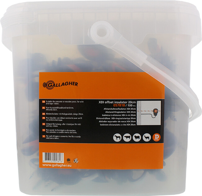 Afstandschroefisolator XDI gebogen 18cm 100stuks - GALLAGHER - 8713235057818|_|057818GAL|_|057818