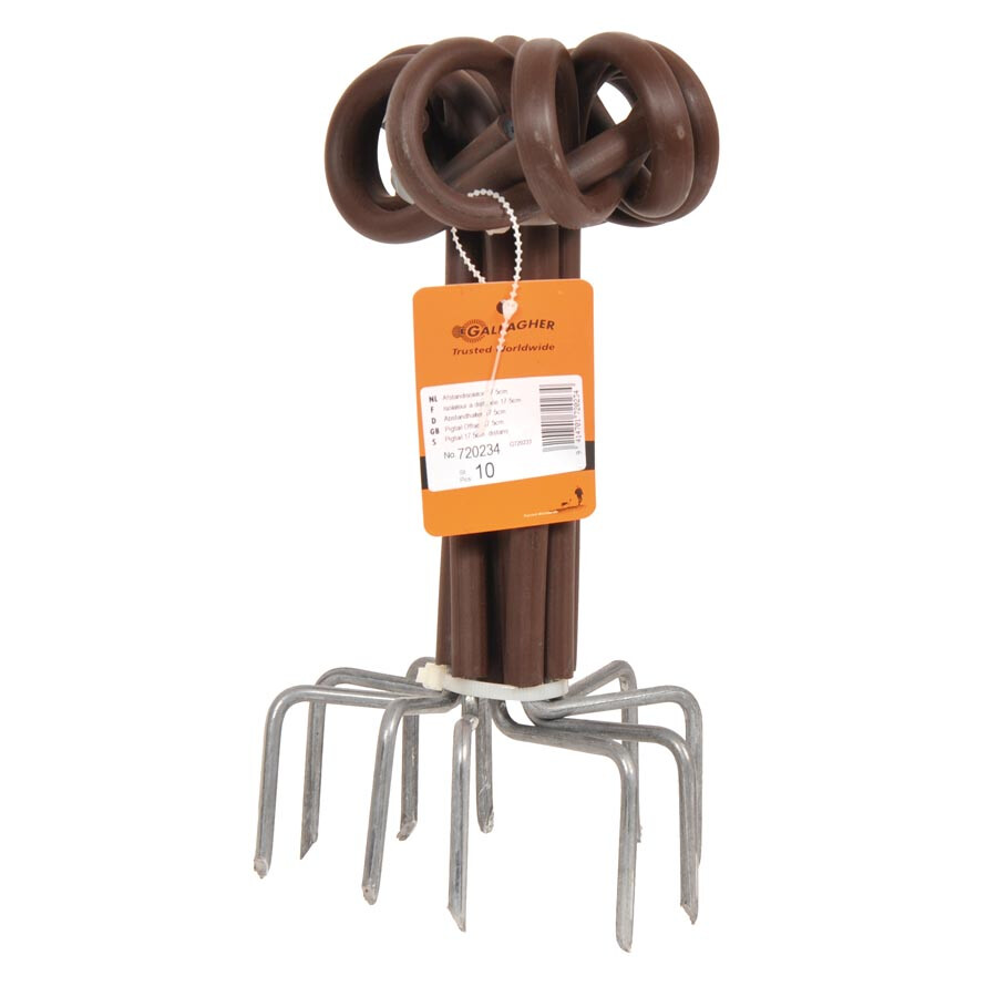 Afstandisolator krulstaart hout 17,5cm  terra 10stuks - GALLAGHER - 9414701720234|_|720234