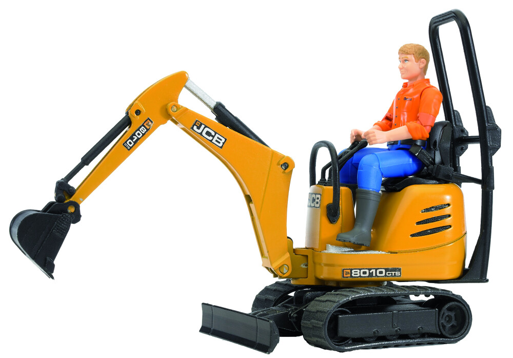 JCB micro kraan 8010 CTS en arbeider - BRUDER - 4001702620028|_|U62002|_|60062002|_|620028