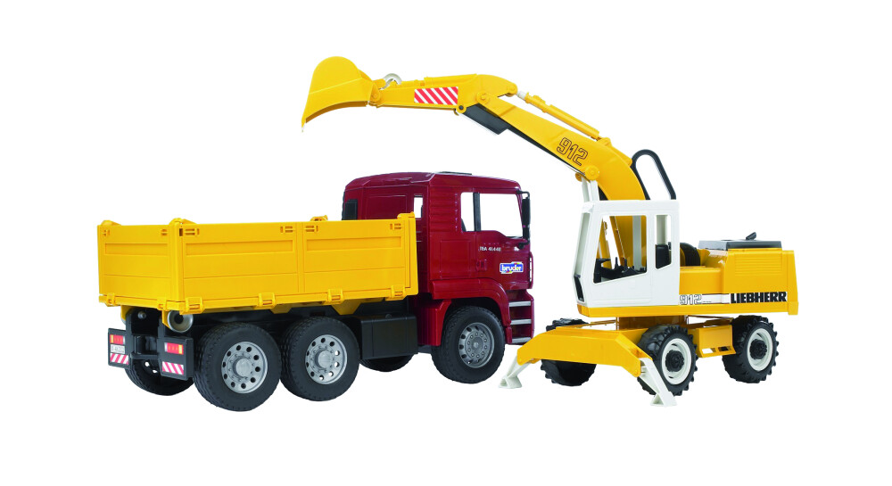 MAN TGA kipper met Liebherr kraan - BRUDER - 4001702027513|_|U02751|_|027513