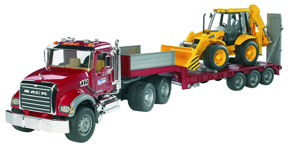 Mack Granite met dieplader en JCB 4CX   baggerlader - BRUDER - 4001702028138|_|U02813|_|60002813|_|028138