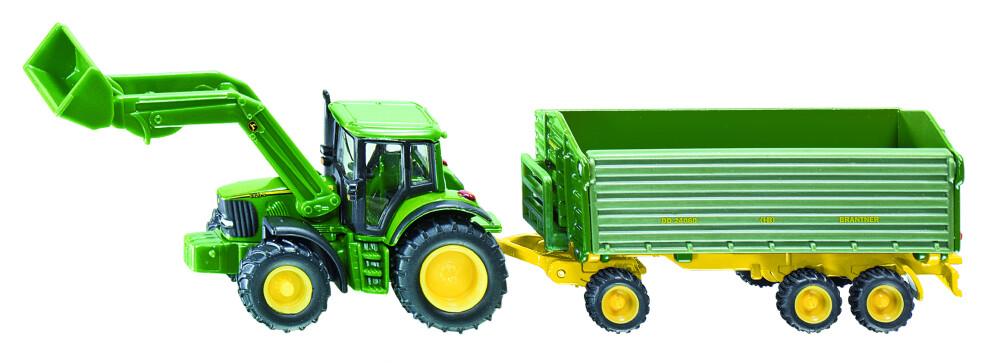 John Deere met voorlader en trailer - SIKU - 4006874018437|_|S01843|_|6001843|_|018437