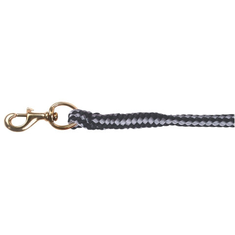 Voorbrenglijn nylon + musketon,         grijs/zwart 2m - 4018653084168|_|321845