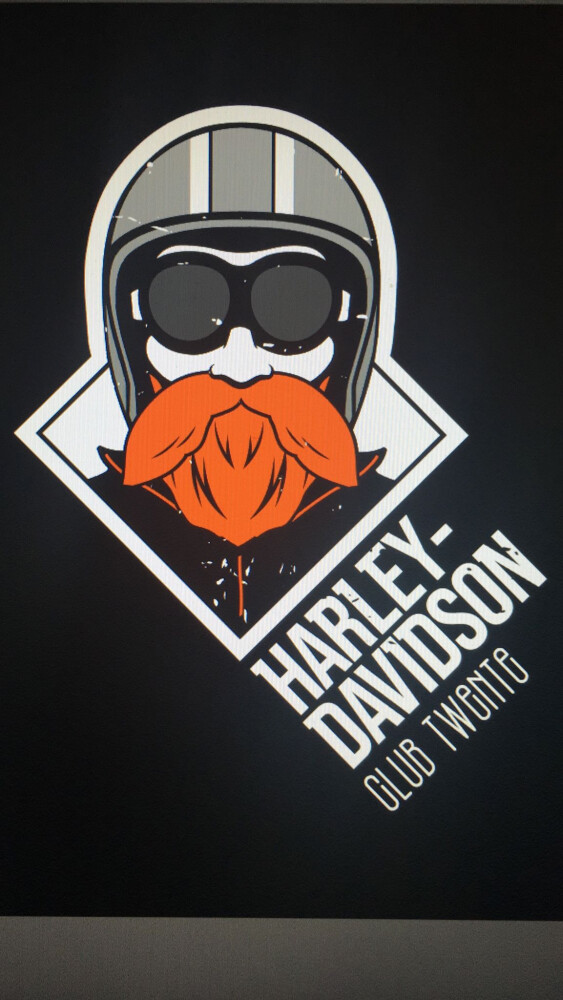 Logo Harley 2023 man op zwart           20x15 incl persing - Bedrukken - 1543749zwart
